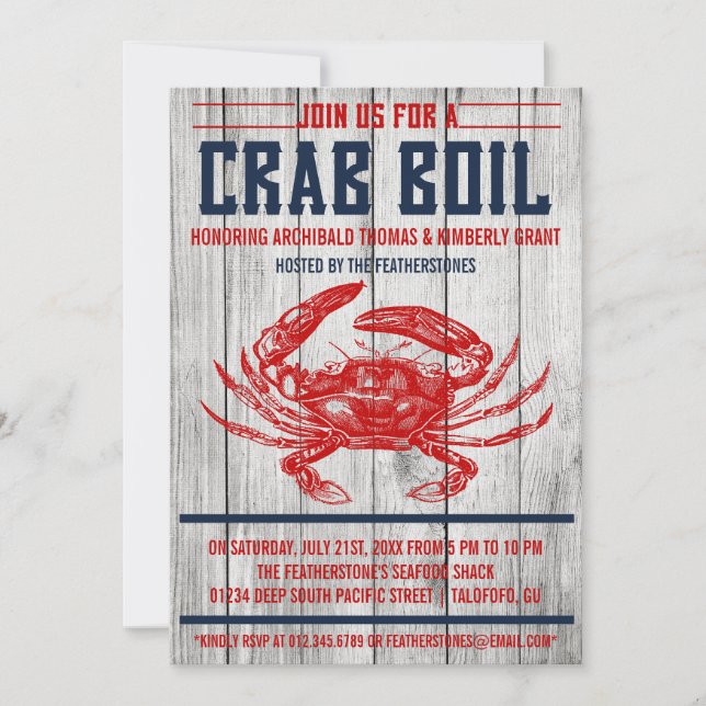 Vintage Crab Boil Party Invitations (Front)