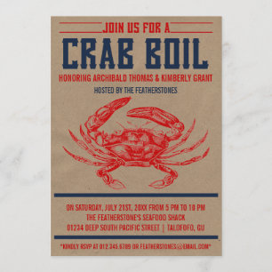 Vintage Crab Boil Party Invitations