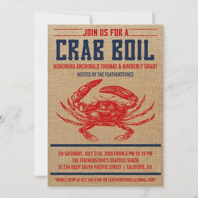 Vintage Crab Boil Party Invitations (Front)