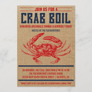 Vintage Crab Boil Party Invitations