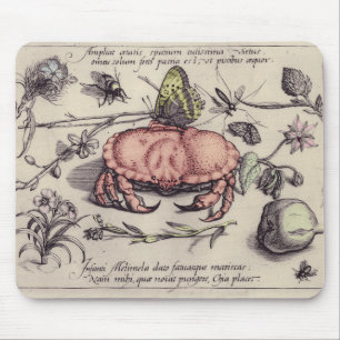 Vintage Crab, Botanicals, Insects, and Flowers Mouse Pad