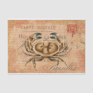Vintage Crab French Postcard Decoupage  Tissue Paper