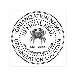 Vintage Crab Official Seal Name Loc URL Estd Date Self-inking Stamp