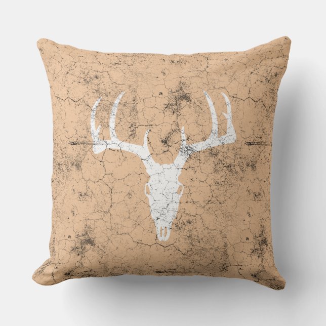 Vintage Cracked Deer Skull Cushion (Front)