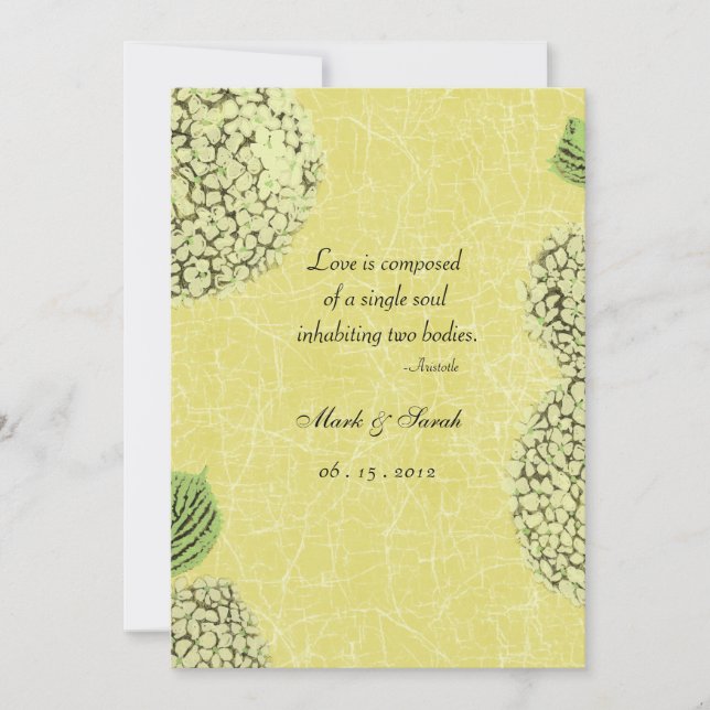 Vintage Crackle Hydrangea Wedding Invitation (Front)