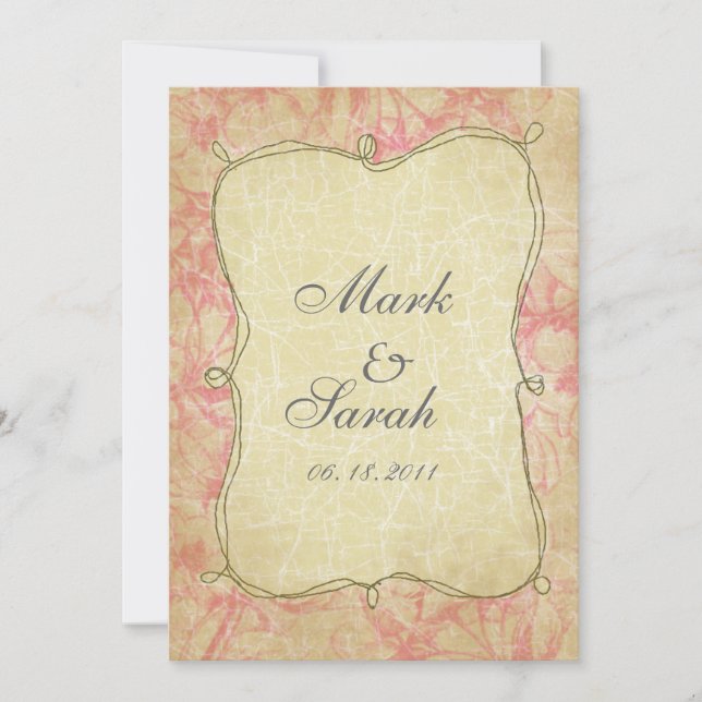 Vintage Crackled Pink Cherry Blossoms Invitation (Front)