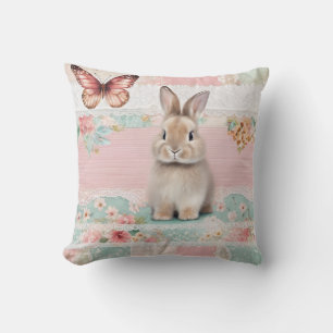 Vintage Craft scrapbook style Bunny in spring Cushion