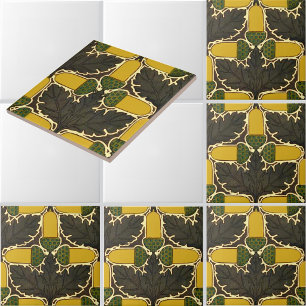 Vintage Craftsman Acorns & Oak Leaves Pattern Ceramic Tile