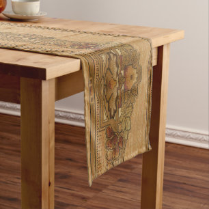 Vintage Craftsman or Mission Style Floral Frieze Short Table Runner