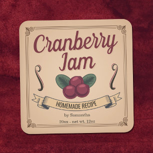 Vintage Cranberry Jam Jar Label Sticker