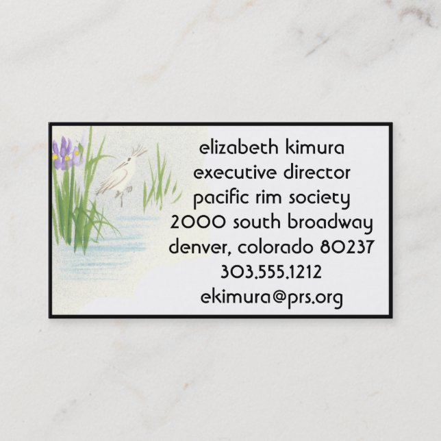 Vintage Crane Asian Style Business Cards Border (Front)