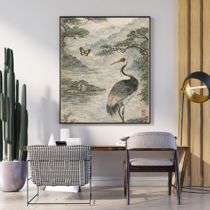 Vintage Crane Bird Art – Japanese Style Poster
