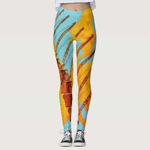 VINTAGE CRANE CRANE OPERATOR MAP OF EUROPE LEGGINGS