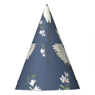 Vintage Crane: Flying Bird Pattern Party Hat