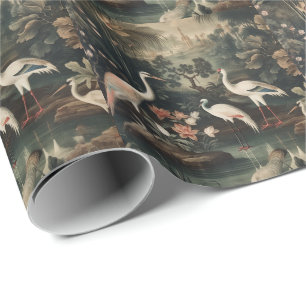 vintage cranes and palaces in the tropics wrapping paper