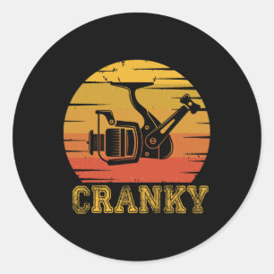 Vintage Cranky Fishing Reel  Classic Round Sticker
