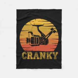 Vintage Cranky Fishing Reel Fleece Blanket