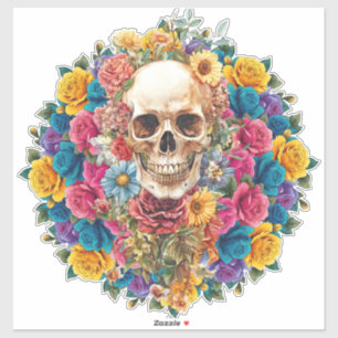 Vintage cranus surrounded by colorful flowers