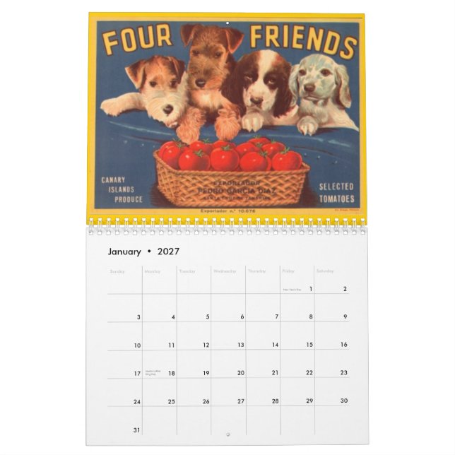 Vintage, Crate Label Calendar (Jan 2027)