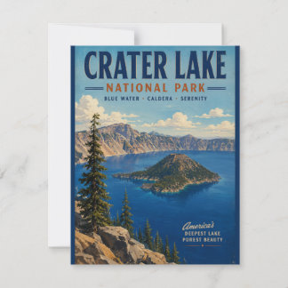 Vintage Crater Lake National Park Scenic Landscape Card