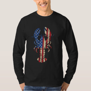 Vintage Crawfish USA American Flag Mardi Gras Men T-Shirt