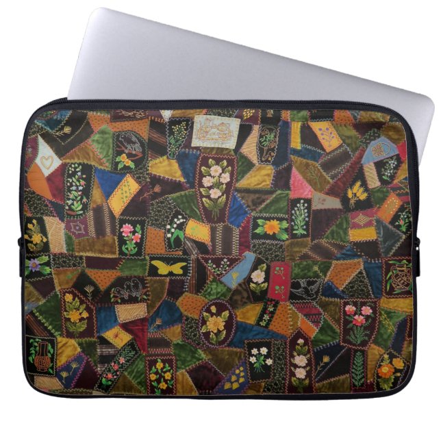 Vintage Crazy Quilt Laptop Sleeve (Front)