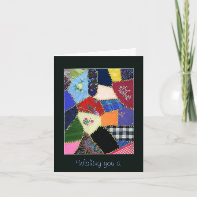 Vintage Crazy Quilt Notecard - Customised (Front)