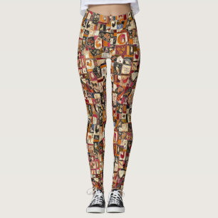Vintage Crazy Quilt With Animals Leggings