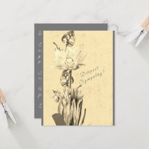 Vintage cream and grey tulips Sympathy Card
