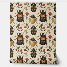 Vintage Cream Art Deco Beetle Floral Shabby Chic