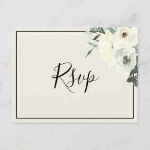 Vintage Cream Delicate Floral RSVP Postcard