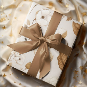 Vintage Cream Floral Botanical Garden Wedding  Wrapping Paper Sheet