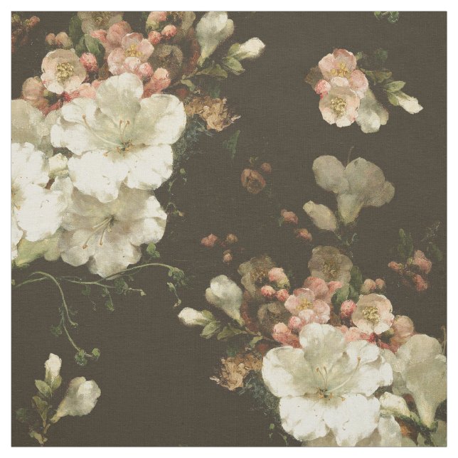 Vintage Cream Floral Pattern Fabric (Swatch)