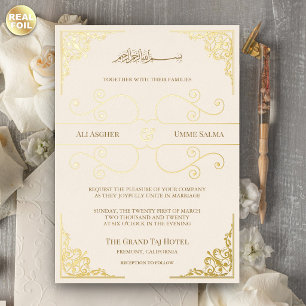 Vintage Cream Ornate Muslim Wedding Gold