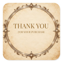 Vintage Cream Parchment Bronze Thank You Sticker