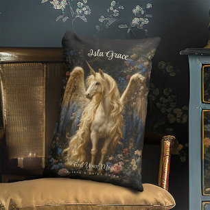 Vintage Cream Pegasus Unicorn Woodland Fantasy Lumbar Cushion
