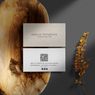 Vintage Cream Professional QR Code Business Card