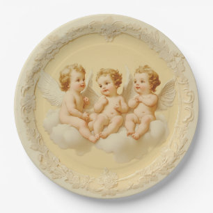 Vintage Cream Rococo Cherub Cloud Paper Plate