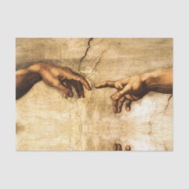 Vintage Creation of Adam God's hand Michelangelo Tissue Paper (Front)