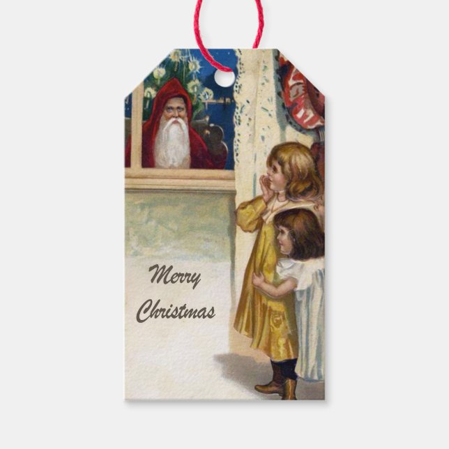 Vintage Creeping Santa Gift Tags (Front)