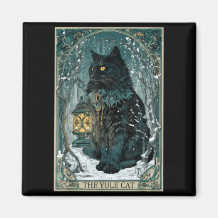 Vintage Creepmas The Yule Cat Tarot Card Dark Chri Magnet