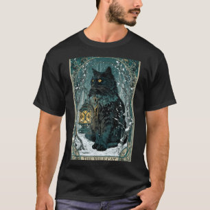 Vintage Creepmas The Yule Cat Tarot Card Dark Chri T-Shirt