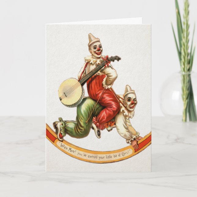 Vintage Creepy Clown Holiday Card (Front)