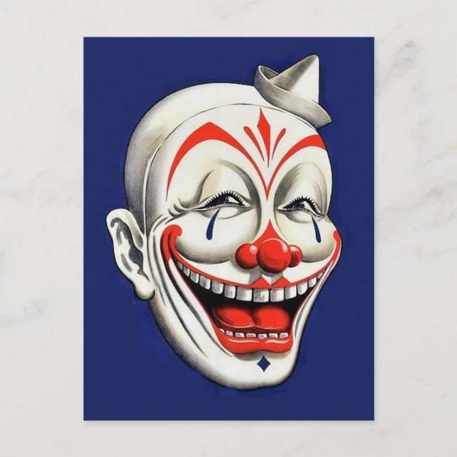 Vintage Creepy Clown Postcard (Front)