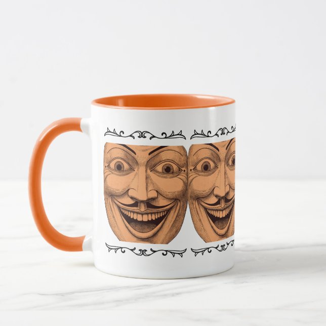Vintage Creepy Comedy Mask Mug (Left)