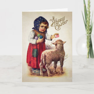 Vintage Creepy Girl Easter Card