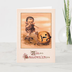 Vintage Creepy Kid Halloween Card