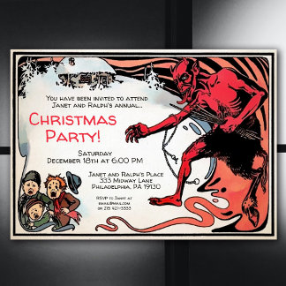 Vintage Creepy Krampus Customisable Invitation