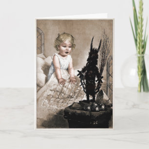 Vintage Creepy Krampus Doll Christmas Card