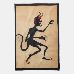 Vintage Creepy Krampus Tea Towel